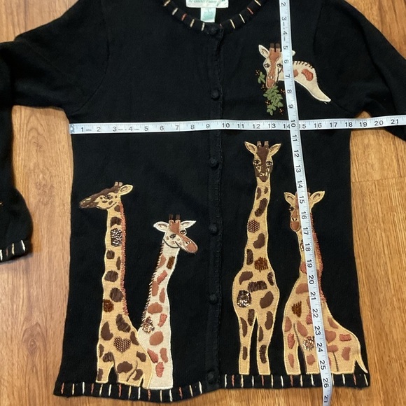 Vintage Cardigan Black Giraffe Sweater Beaded button down Giraffe knit patchwork - Picture 5 of 7